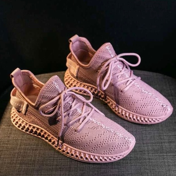 Pink Knit Low Top Sneaker - Picture 1 of 2